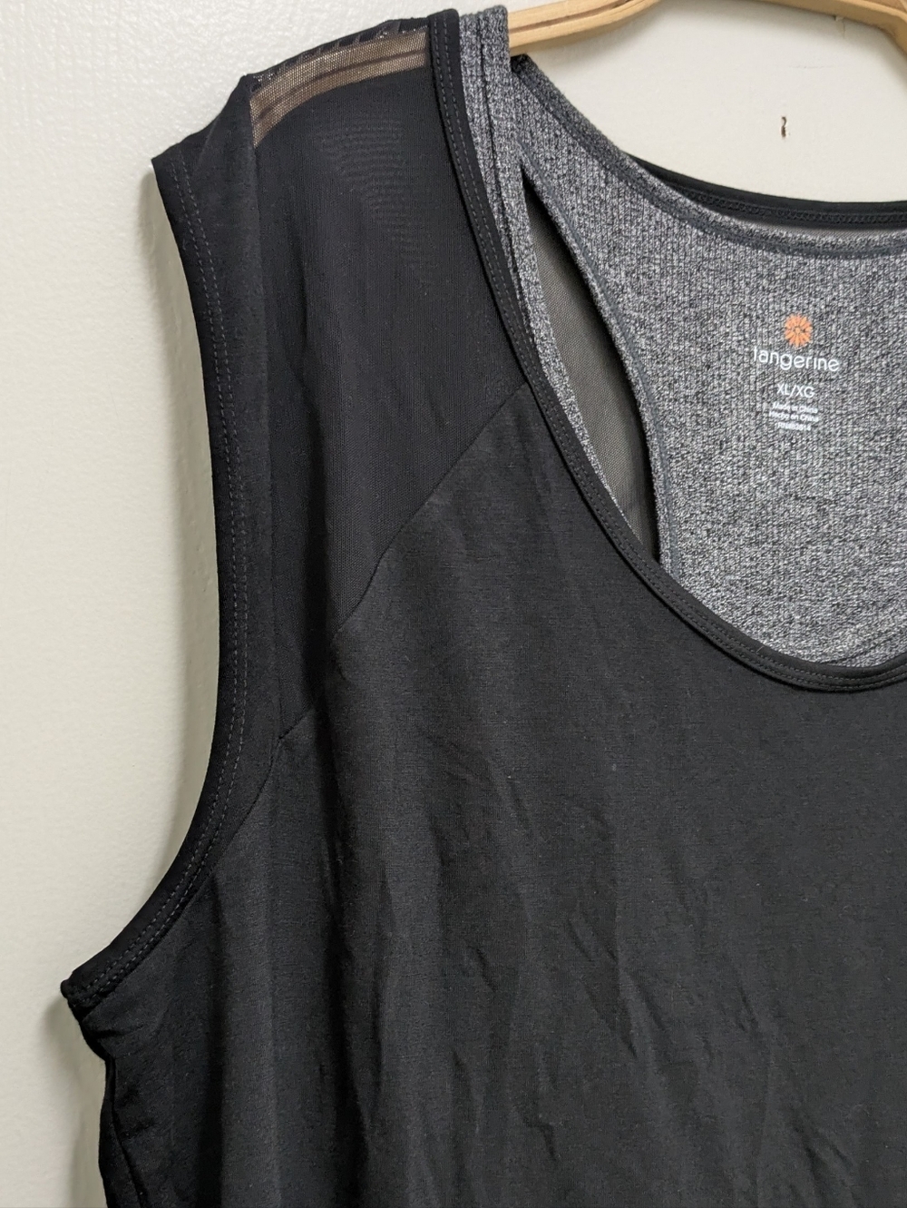 Tangerine Black Grey Layered Athletic Exercise Tank Top XL NWT - Picture 4 of 7
